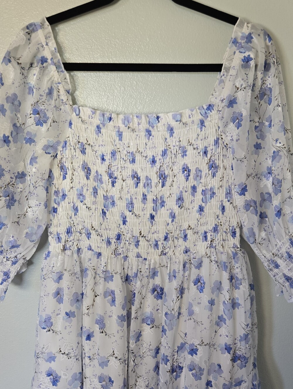 Baltic Born | Fabian Jacquard Blue Floral Midi Dress Size Large - Picture 8 of 14
